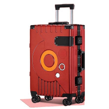 24 Inch Red Carry On Luggage for Women, Lightweight Aluminum Frame Suitcase with TSA Lock and 360 Wheels