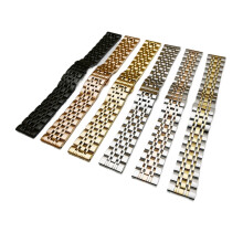 Rose Gold Stainless Steel Watch Band 22mm for Men, 7 Beads Metal Strap with Stylish Durable Design