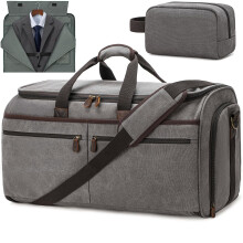 3‑in‑1 Convertible Garment Duffle Bag 55L Carry On Travel Bag with Detachable Suit Compartment Grey