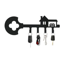 Wall Mounted Coat Rack with 6 Black Metal Hooks, SpaceSaving Key Holder for Entryway (TY283104)
