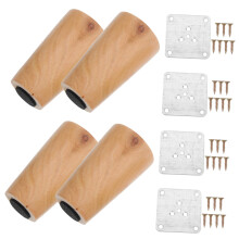 4pcs Solid Wood Furniture Legs Set for Sofa Bed Cabinet, Easy Installation with Protective Floor Pads