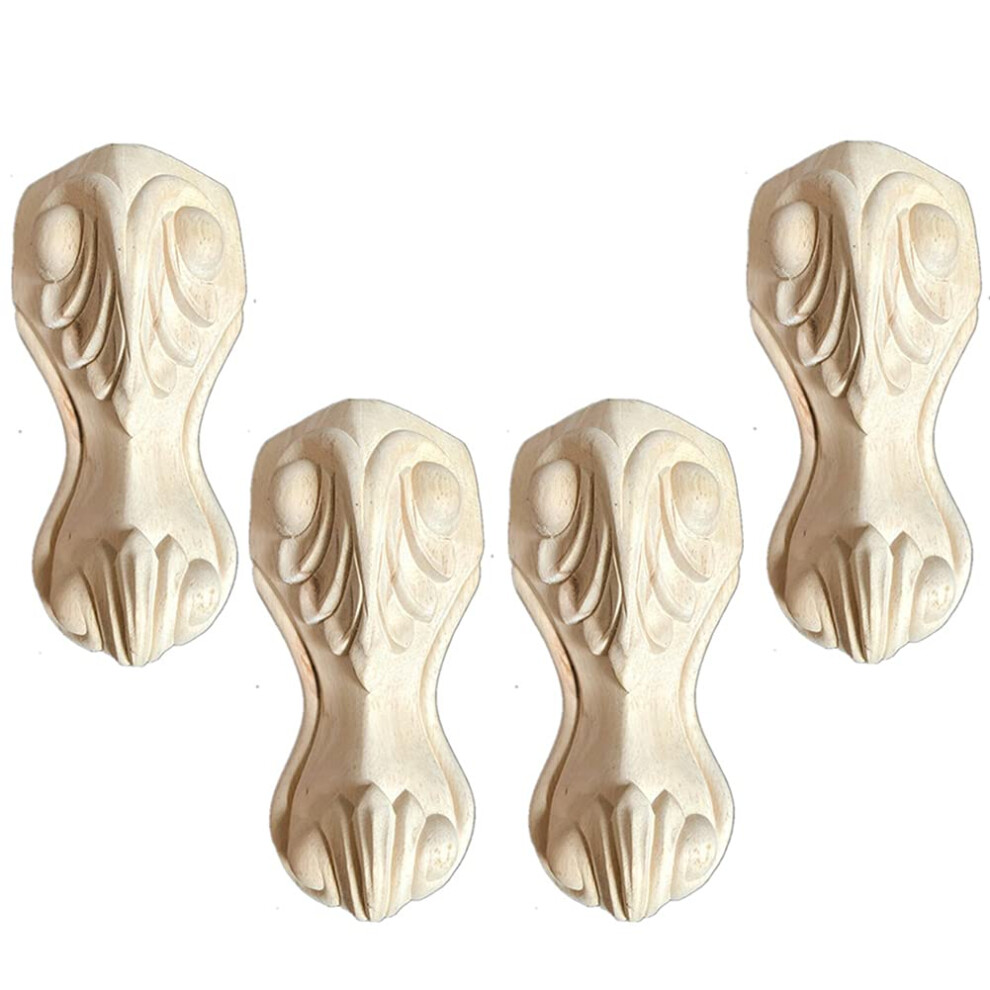 4 Carved Solid Wood Furniture Legs Set Of 4, Unfinished European Style Sofa Cabinet Table Replacement Feet, Load Capacity 9351714551397