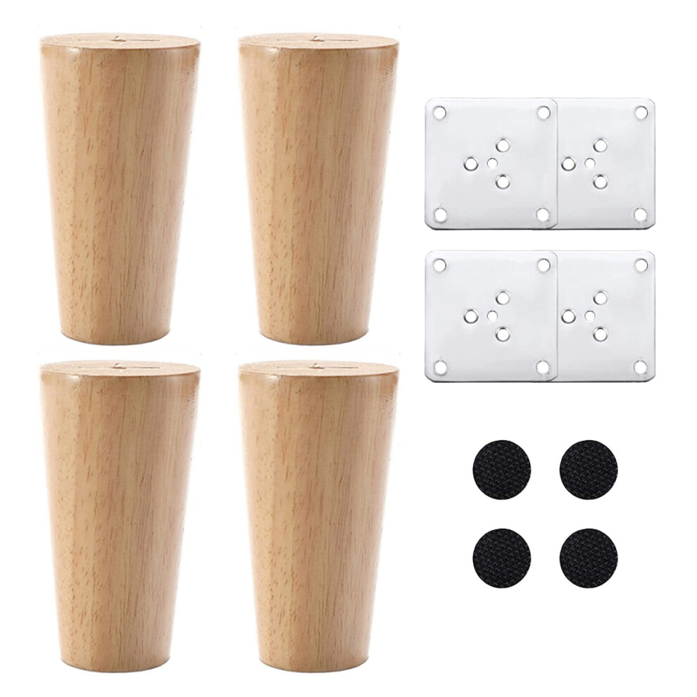 4Pcs Wood Furniture Legs 25Cm Solid Wood Tapered Sofa Replacement Legs With Floor Protection Pads 9351714551403