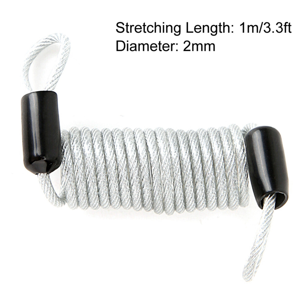 Anti Theft Spring Wire Lock 1M/3.3Ft X 2Mm Silver 8721393717239