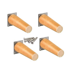 Wood Furniture Legs 5.9in 7.9in Solid Wood Tapered Replacement Set with Mounting Plate Screws for Sofa Cabinet Tables