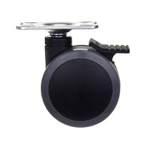 3 Inch PU Caster Wheels with Brake, Heavy Load Dual Wheels for Furniture, Smooth Silent Rolling