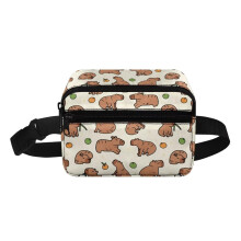 Lemon Capybara Kids Fanny Pack with Dual Zippered Storage, Adjustable Canvas Waist Bag for Girls