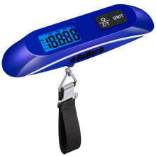Digital Luggage Scale 110lb with Hook, Backlit LCD for Accurate Travel Baggage Weighing, Blue