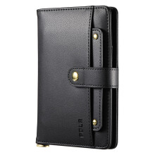 Travel Passport Wallet RFID Blocking PU Leather Holder with Magnetic Closure Large Capacity Black