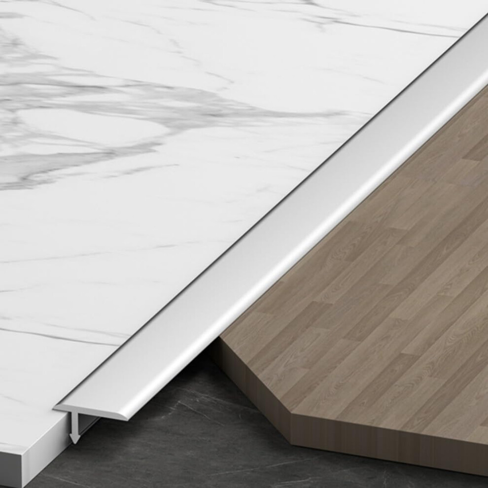 Aluminum Floor Transition Strip Silver 12Mm, Seamless Tmolding Threshold Trim For Tile And Laminate 9351714551878