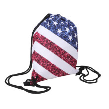 American Flag Drawstring Backpack, Durable Oxford Cloth Patriotic Gym Bag for Independence Day and Travel