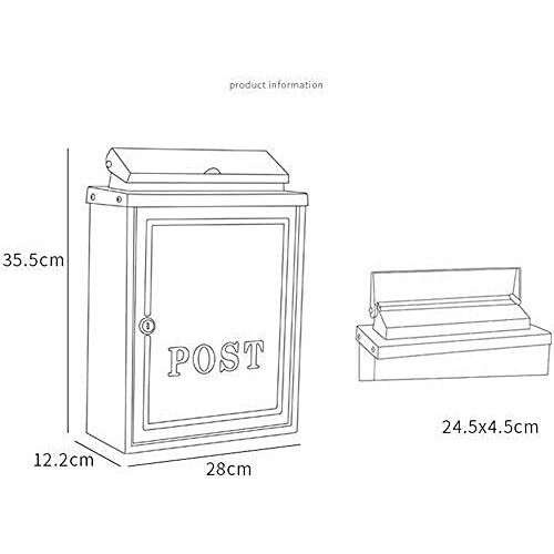 Rustproof Wall Mounted Mailbox, Vintage Aluminum Lockable Post Box for Secure Outdoor Letters 1