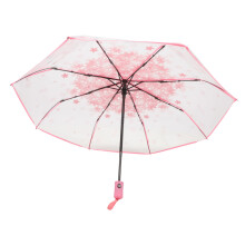 Travel Umbrella Windproof UV Protection Compact Folding Design with Cherry Blossom Pattern