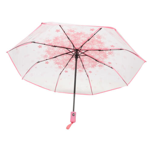 Travel Umbrella Windproof UV Protection Compact Folding Design with Cherry Blossom Pattern