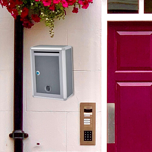 Wall Mounted Locking Mailbox Large Capacity Weatherproof Metal Mail Box with Key Lock 2