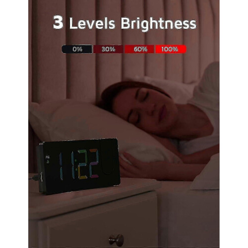 (Colorful Digit red Projection) Projection Alarm Clock, Digital Clock With 180 Rotatable Projector, 3-level Brightness Dimmer,-YH 2