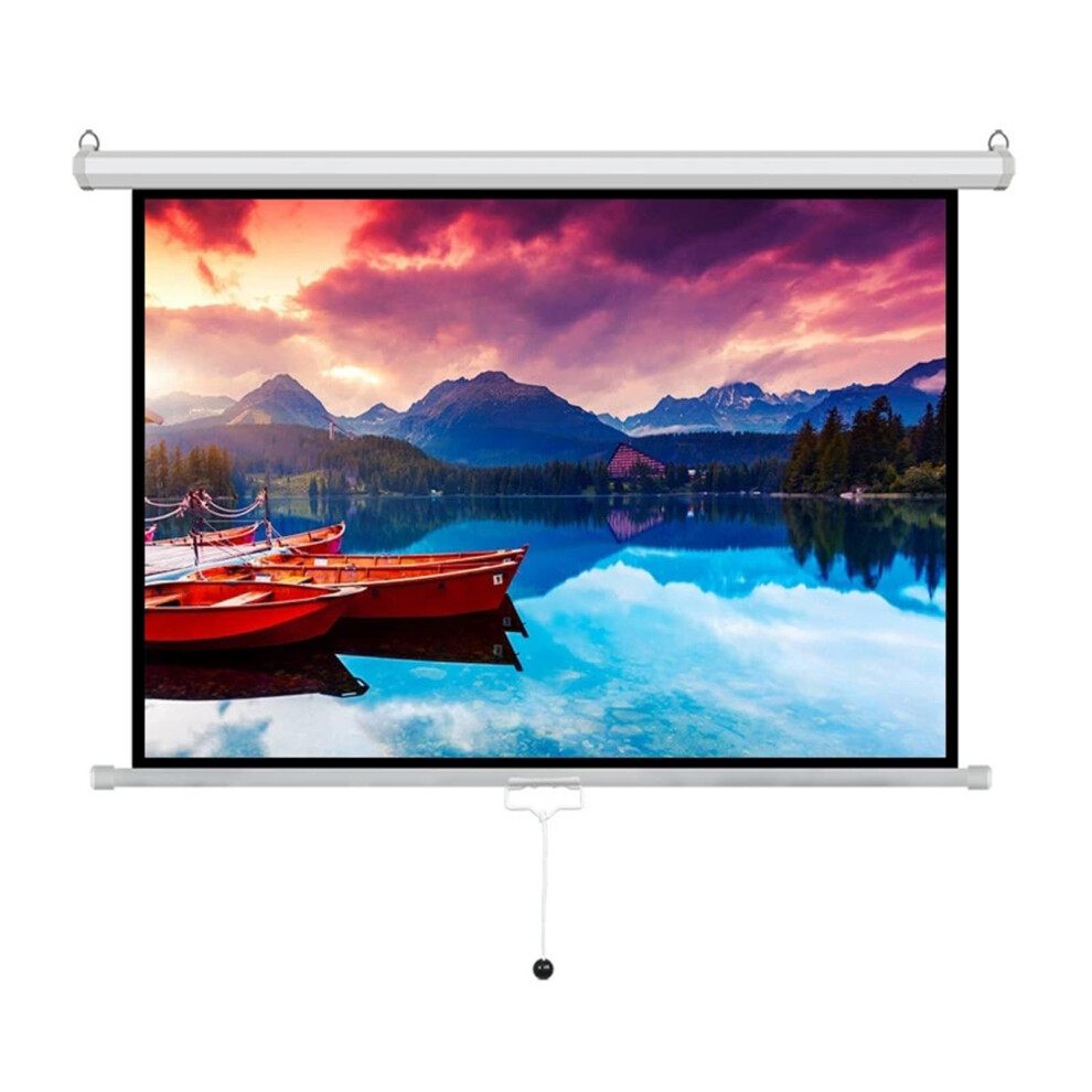 60 Inch Manual Pull Down Projector Screen 16:9 4K Hd Autolocking Wall Mounted For Home Theater 9330225404514