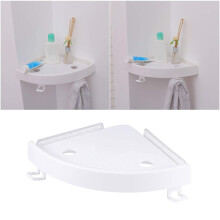 Bathroom Corner Shelf with Secure Double Suction Cup, Triangle SpaceSaving Design and Adjustable Hooks