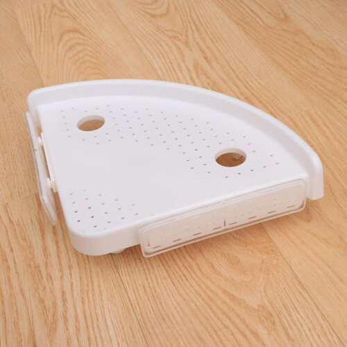 Bathroom Corner Shelf with Secure Double Suction Cup, Triangle SpaceSaving Design and Adjustable Hooks 1