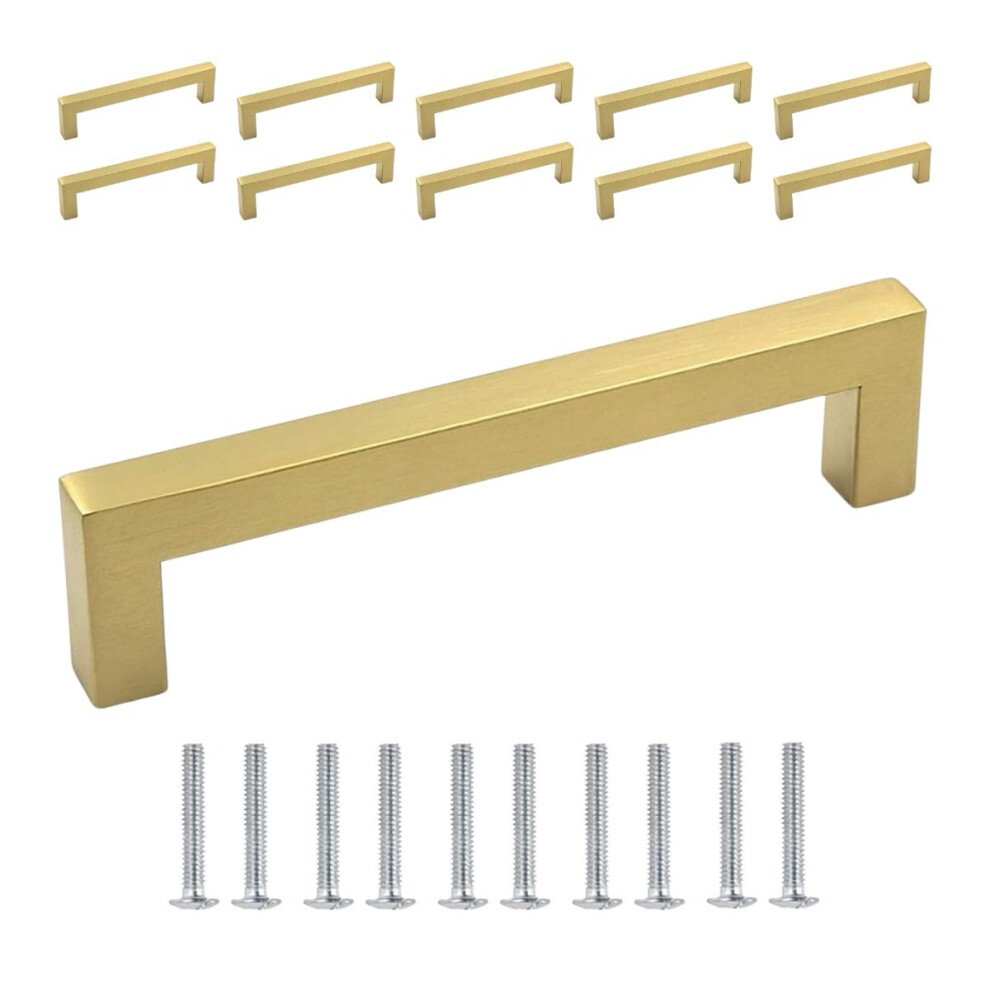 10 Pack Gold Cabinet Handles 64Mm Stainless Steel Cupboard Door Pulls RustâResistant Elegant Design 9073542074076
