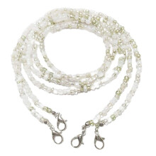 Face Mask Lanyard Beaded Glasses Chain 28 Inches White NonSlip AntiLost Necklace 2pcs Set