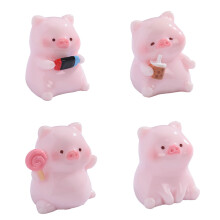 4Pcs Tiny Pigs Mini Resin Pigs Figurines for Garden