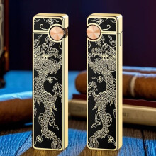 Gold Dragon Butane Lighter, UltraThin Metal Refillable Soft Flame, Adjustable Retro Ignition for Camping