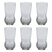 Pack Of 6 Football Themed Glass Beer Mugs 450ml Each Watch Game
