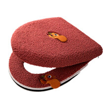 Cozy Fiber Toilet Seat Cover For Winter Use Handle Included-Red