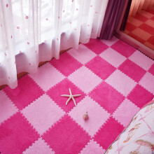 Rose Pink Interlocking Foam Mats 10pcs Soft Plush EVA Carpet Tiles for Living Room and Bedroom
