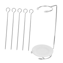 Stainless Steel BBQ Skewer Holder Rack Set with Hanging Design for Even Heat Grilling, 10Piece