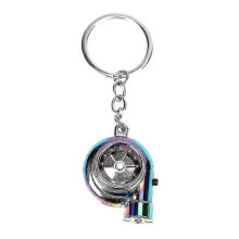 (Colorful) Car Metal Keychain Sound Turbo Key Plain Bearing Spinning Model Turbine Turbo Ring Key Turbo Shaped