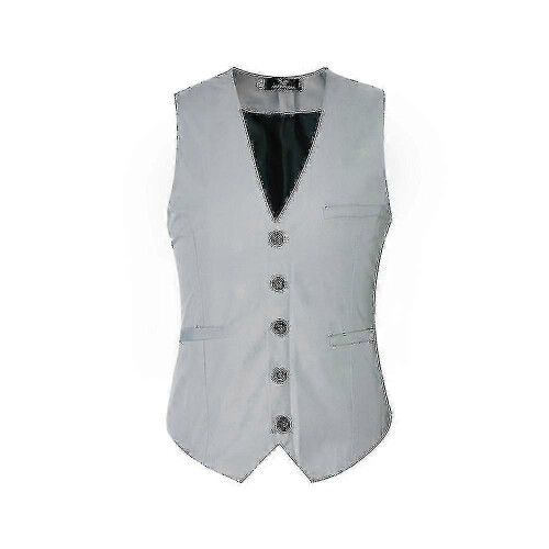 (M, Grey) Men's V-neck Suit Vest S Vest