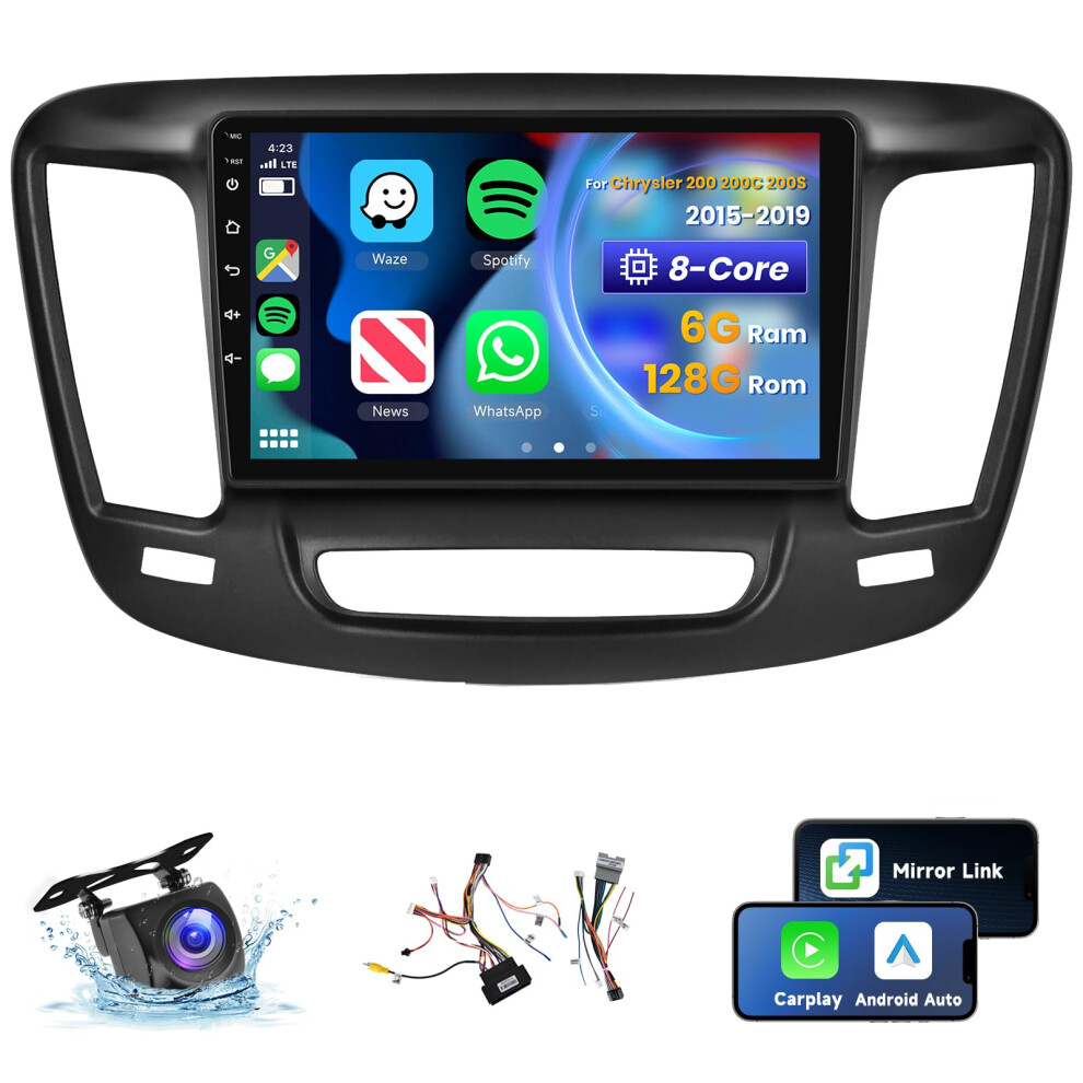 Wireless Carplay Android Auto Stereo For Chrysler 200 200C 200S 20152019 8 Core 6G 128G Backup Cam 9073542075585