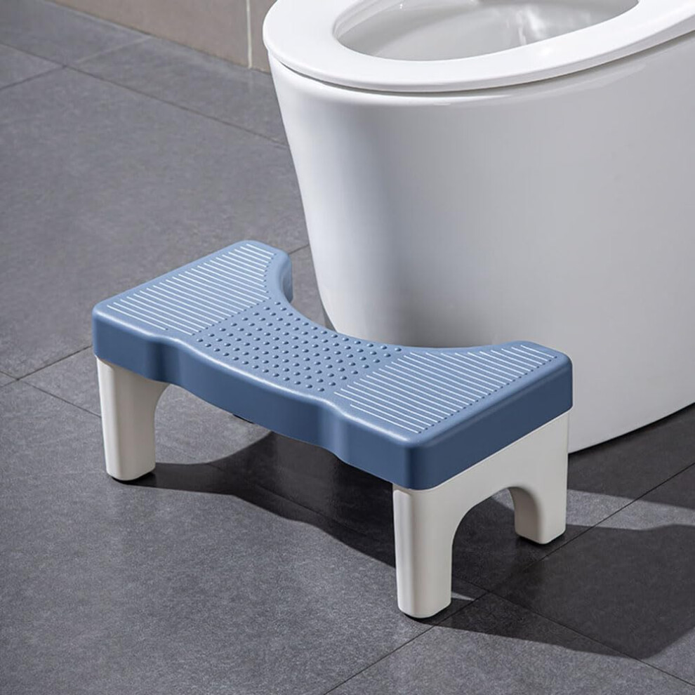 Blue Toilet Stool For Adults 7 Inch Nonslip Foldable Foot Rest With Ergonomic Squatting Posture And 450Lb Stable Support