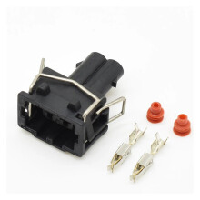 Automotive 2 Pin Connector Kit with Moisture Resistant Seals, Quick Plug Wiring Harness, Dark Grey