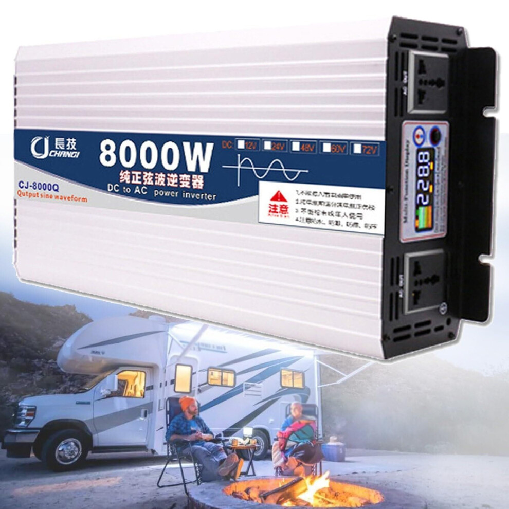 Pure Sine Wave Power Inverter 8000W, 60V Dc To 110V Ac, Comprehensive Protection For Rv Truck Boat 9771547929437