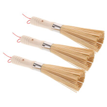 Bamboo Dish Brush Set for Kitchen Cleaning, Eco Friendly Wooden Scrubber for Wok and Pan, 3pcs