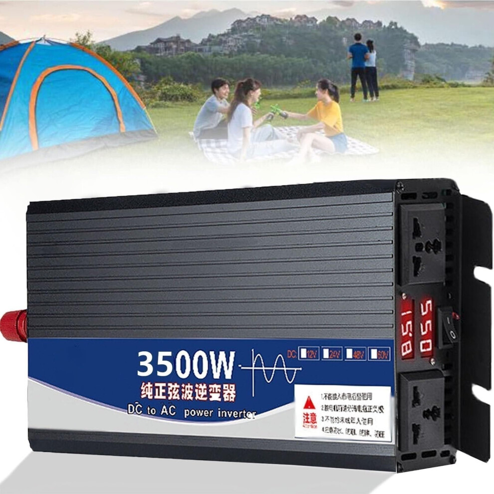 3500W Pure Sine Wave Power Inverter 24V To 220V, Dual Ac Outlets, Lcd Display For Home Rv Camping 9351714554831