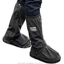 (L, Black) Black Waterproof Rain Boot Shoe Cover With Reflector