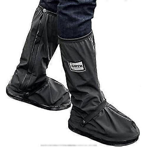 (L, Black) Black Waterproof Rain Boot Shoe Cover With Reflector