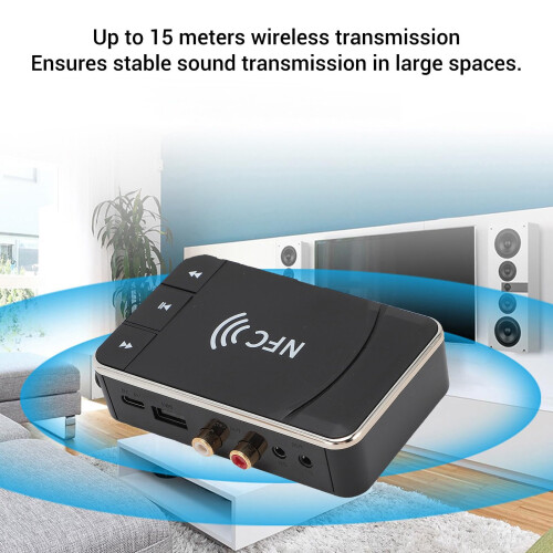 Bluetooth 5.0 Receiver with NFC Pairing, 3.5mm AUX Audio Adapter for Home Stereo System 2