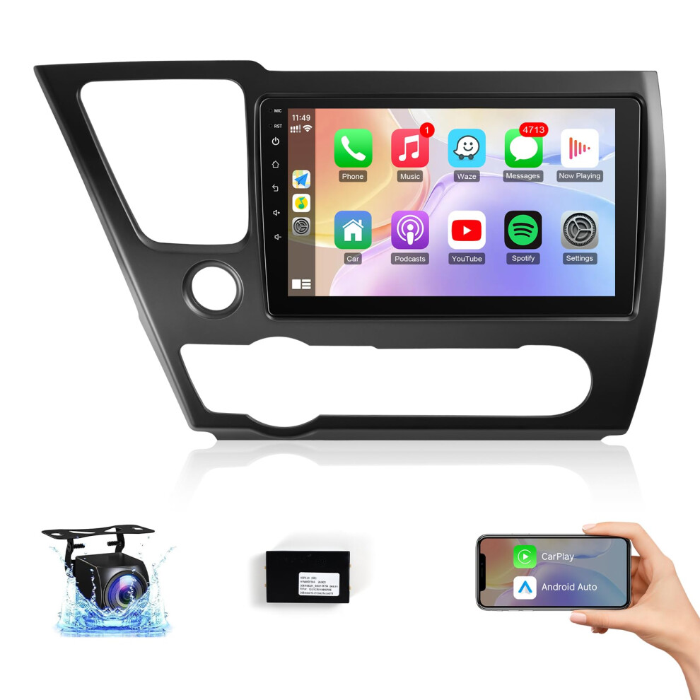 Android Car Stereo For Honda Civic 20132017, 9 Inch Ips Touchscreen With Wireless Carplay Android Auto, Gps Wifi Bluetooth 5.1 9771547930037