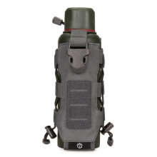 MOLLE Water Bottle Pouch Tactical Holder with Adjustable Fit Ripstop Durable Design for Hiking Travel Gray