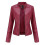 (2XL, Red) Womens Casual Zipper Down Stand Collar Leather Jacket 2