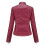 (2XL, Red) Womens Casual Zipper Down Stand Collar Leather Jacket 3