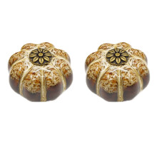 2 pcs Ceramic Pumpkin Cabinet Knobs with Screws, Classic White Drawer Pulls for Dresser, 40x30mm