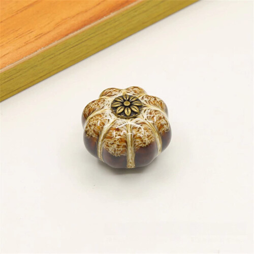 2 pcs Ceramic Pumpkin Cabinet Knobs with Screws, Classic White Drawer Pulls for Dresser, 40x30mm 1
