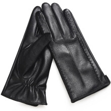 Leather Driving Gloves Women Winter Warm Fleece Lined Sheepskin Black Gloves with Windproof Design