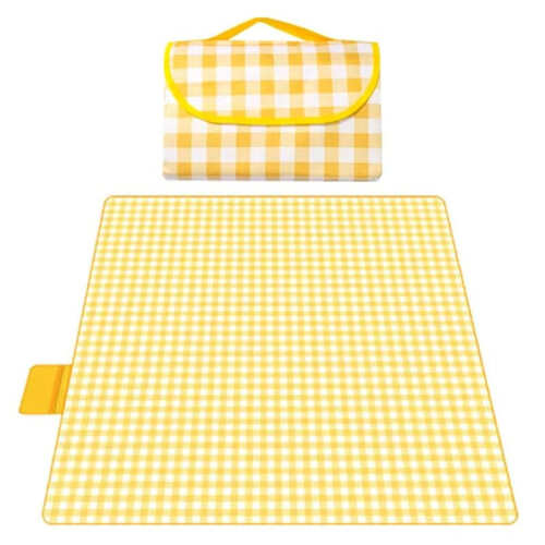 Large Foldable Waterproof Picnic Blanket with Checkered Pattern, Easy Clean Beach and Park Mat